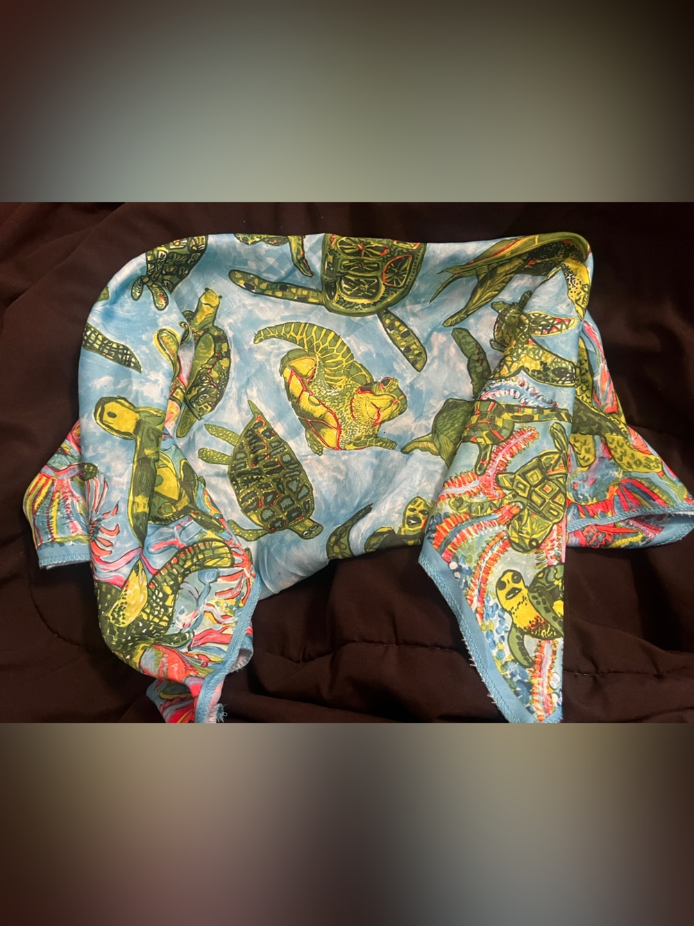 Sea Turtle Print square scarf/ handkerchief